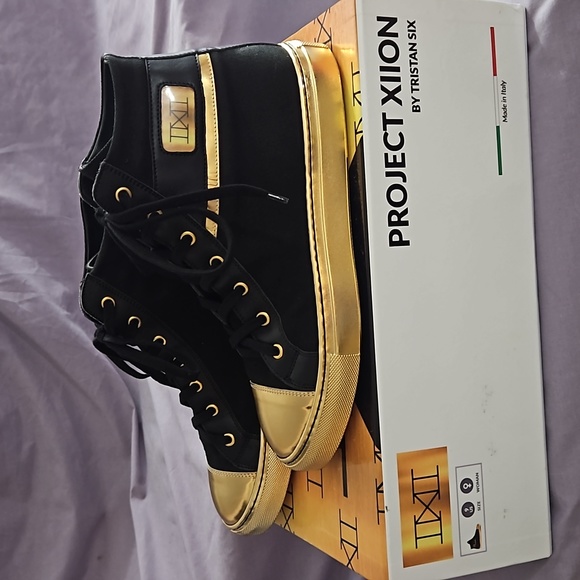 PROJECT XIION RARE Black/Gold Classic Hi-Top Womens Sneaker/Tristan Guthrie-Sz 9 - Picture 7 of 13